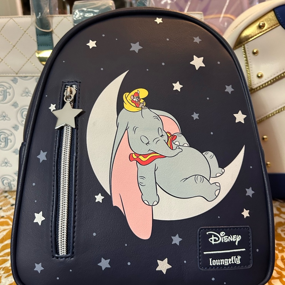 NWT Sleeping Dumbo and Timothy Soft Tag Loungefly Backpack - Navy